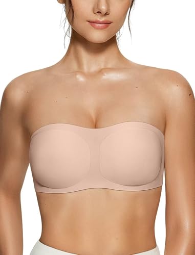 Vertvie Women's Wireless Strapless Bra Seamless Padded Bandeau Bra Non-Slip Silicone...