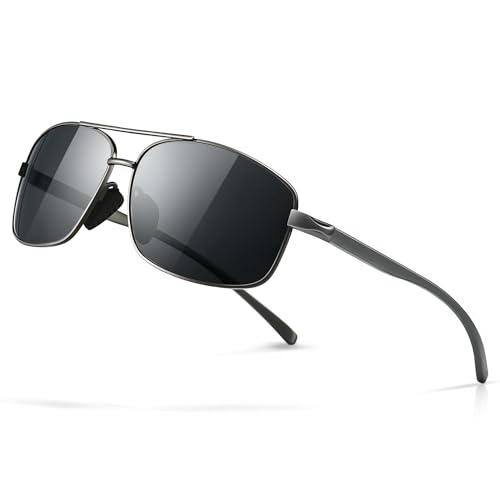 SUNGAIT Ultra Lightweight Rectangular Polarized Sunglasses UV400 Protection (Gunmetal...