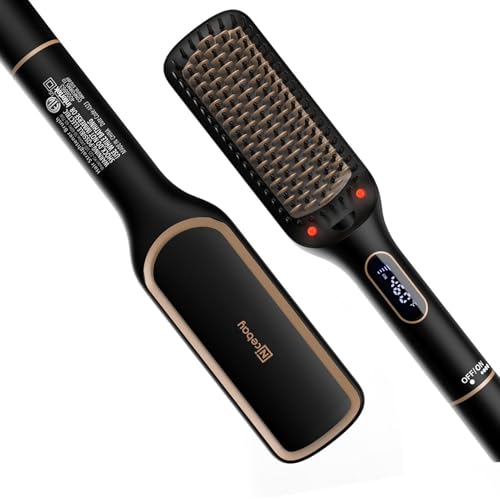 Nicebay Straightener Brush, Rotatable Temperature Adjustment Hair Straightening...