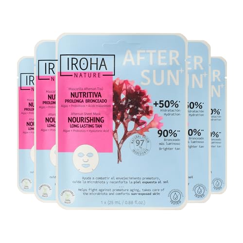 IROHA NATURE After Sun Skin Care Mask, Prolongs Tan & Hydrates (Pack of 5) - Facial...