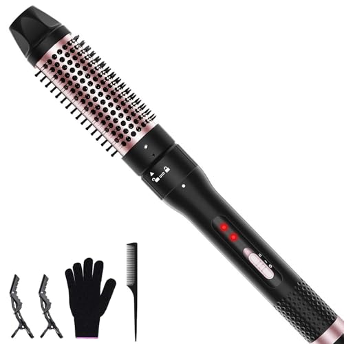 1.5 Inch Curling Iron Brush, Heated Ionic Round Brush, 2 in 1 Dual Voltage Brush for...