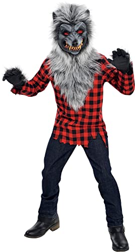 Amscan Hungry Howler Werewolf Costume for Kids, Medium (8-10), with Plaid Shirt,...