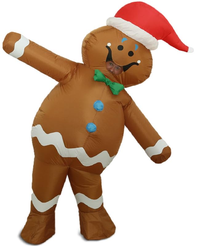 OVIFM Christmas Inflatable Costume Adult,Gingerbread Man Costume,Blow Up Xmas...