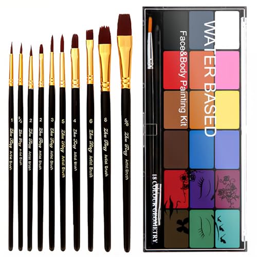 BRIMFULITE Face Painting Kit Non-toxic Body Paint Washable 18 Colors Facepaint Makeup...