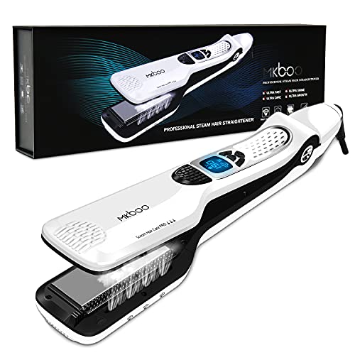 MKBOO Hair Straightener with Steam,Salon Professional Nano Titanium Ceramic Steam...