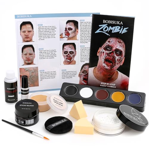 Halloween Zombie Makeup, Complete Zombie SFX Makeup Kit Set with Face Paint, Liquid...