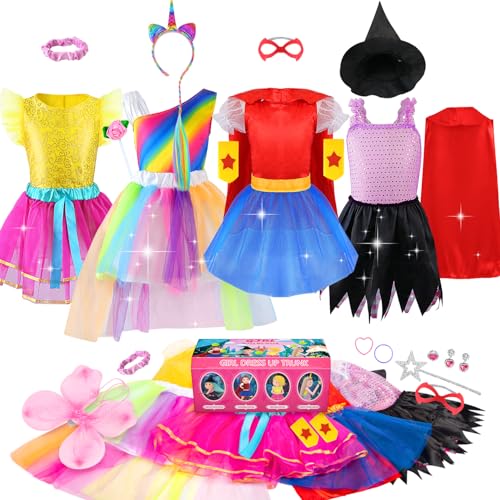 Jeowoqao Girls Dress up Trunk Princess Set, 24Pcs Pretend Play Costume Set,...
