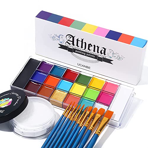 UCANBE Athena Face Body Paint Oil Palette + Translucent Setting Powder + 10PCS...
