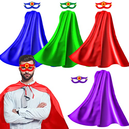 iROLEWIN Superhero Capes for Adults Masks 4 Pack Super-Hero Group Costume for Women...