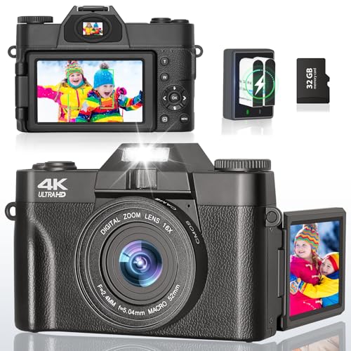 4K Digital Camera for Photography and Video - 56MP Digital Point & Shoot Camera with...