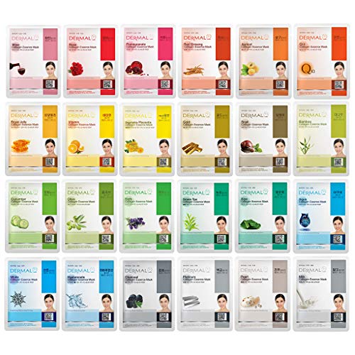 DERMAL 24 Combo Pack A Collagen Essence Korean Face Mask - Hydrating & Soothing...