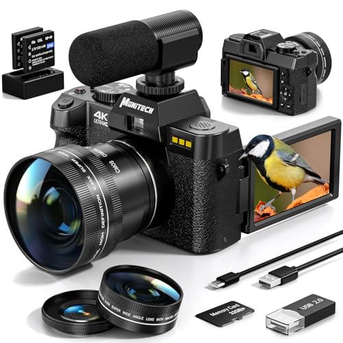 Mo 4K Digital Cameras for Photography, 48 MP Vlogging Camera for YouTube with 180°...