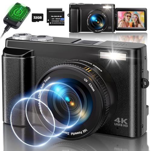 4K Digital Camera for Photography, 48MP Auto-Focus Vlogging Camera for YouTube with...