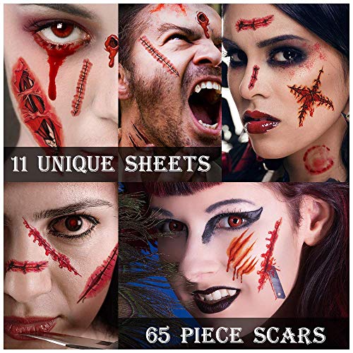 Zombie Makeup, 11 sheets Zombie Tattoos, Zombie Makeup Kit, Halloween Makeup Kit,...
