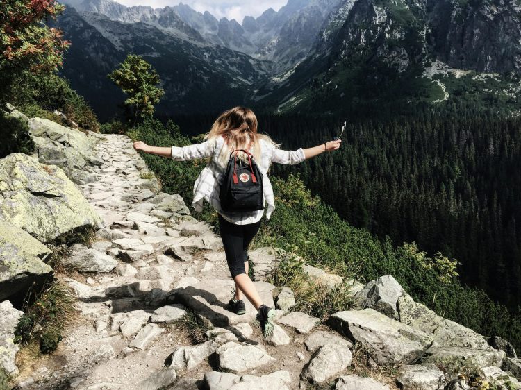 Girl wearing a backpack